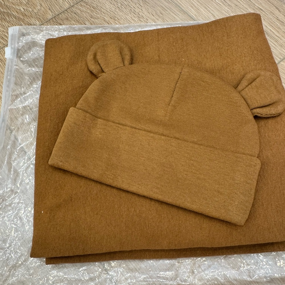 Baby New Brown Bear Beanie & Swaddle